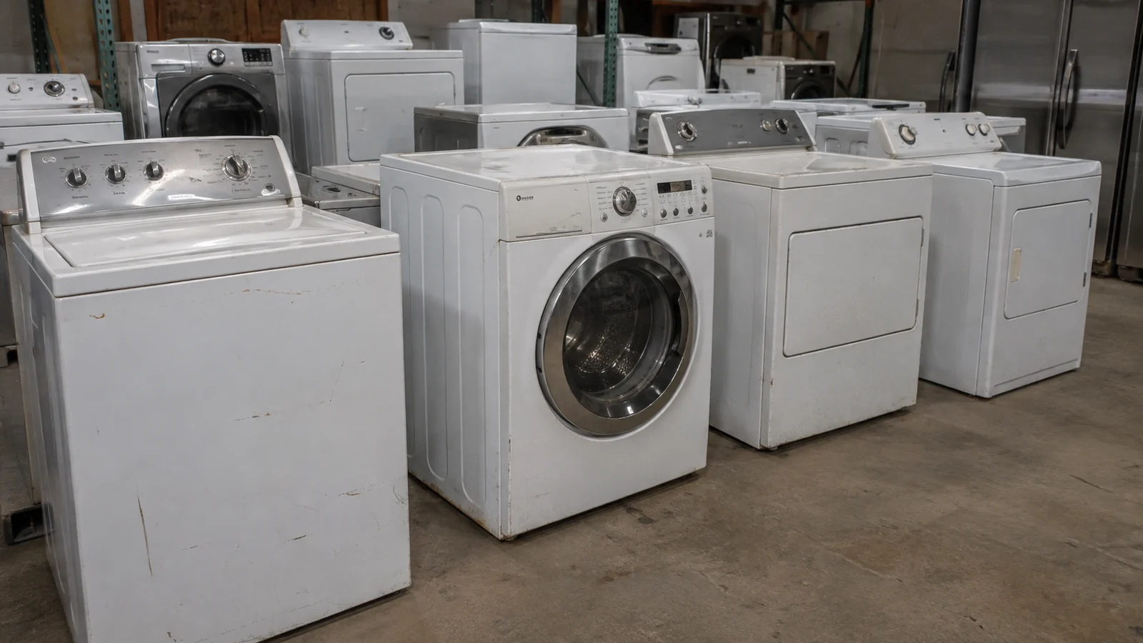 Used washers and dryers with normal cosmetic wear